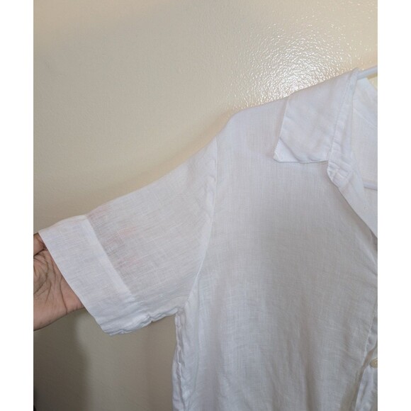 CP Shades Georgia Tie Front Linen Shirt Button Down Beachy Size Medium - Picture 7 of 12